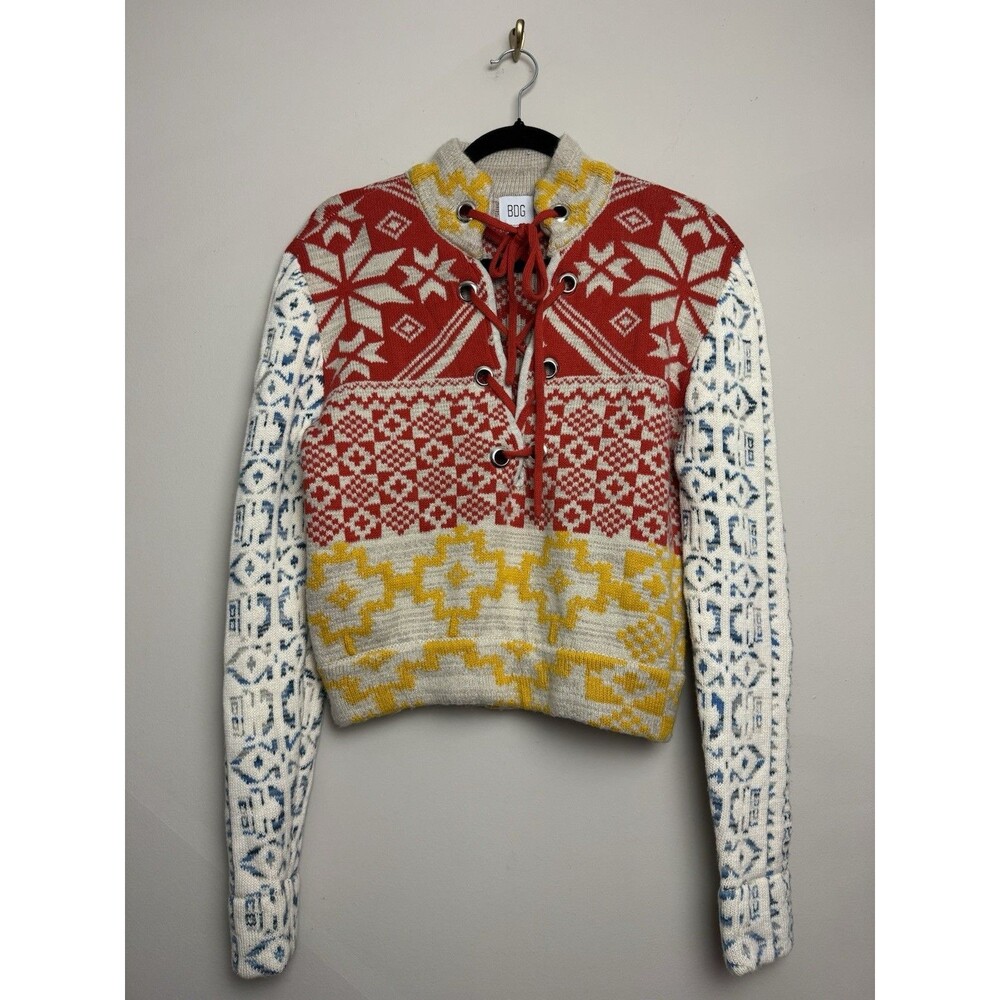 BDG Womens Sweater Size Medium Tribal Printed Thck Pullover Urban Outfitters